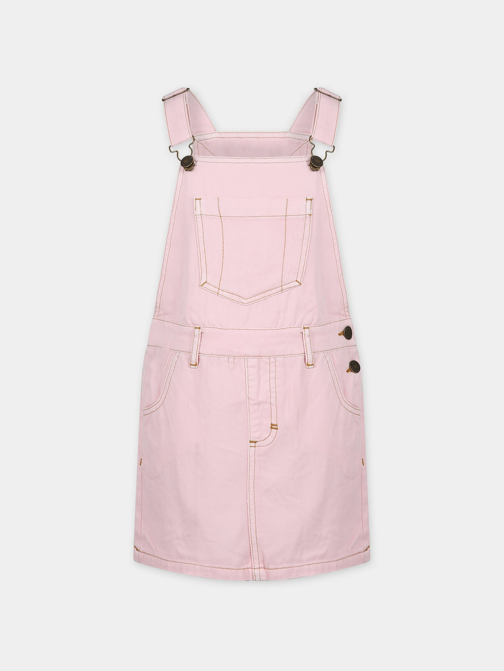Pink dungarees for girl with logo